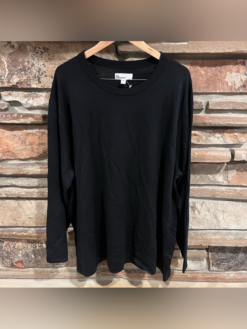 The Commons 100% Merino Wool Classic Black Long Sleeve Crewneck Sweater